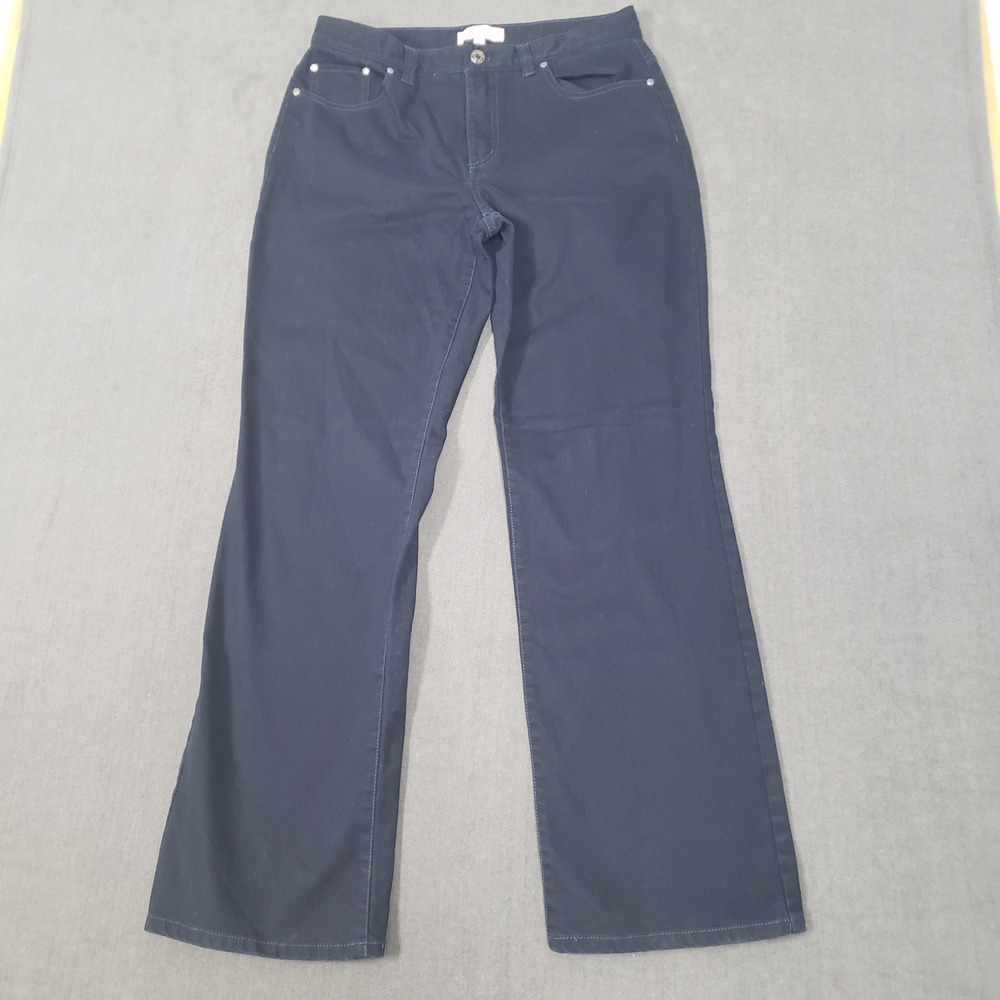 Talbots Pants Womens‎ 8 Navy Blue Straight Leg Cotton Blend Stretch Mid Rise